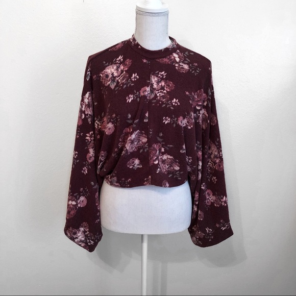 Rue21 Sweaters - Burgundy floral hacci knit sweater